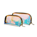2Pcs Multifunctional Makeup Bag Iridescent Holographic Clear Cosmetic Bag L