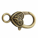 10Pcs Gift Lobster Clasps Heart Bronze Tone 26mmx14mm(1"x4/8")