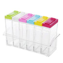 6pcs/Set Kitchen Spice Storage Bottle Jars Clear Salt Pepper Seasoning Box