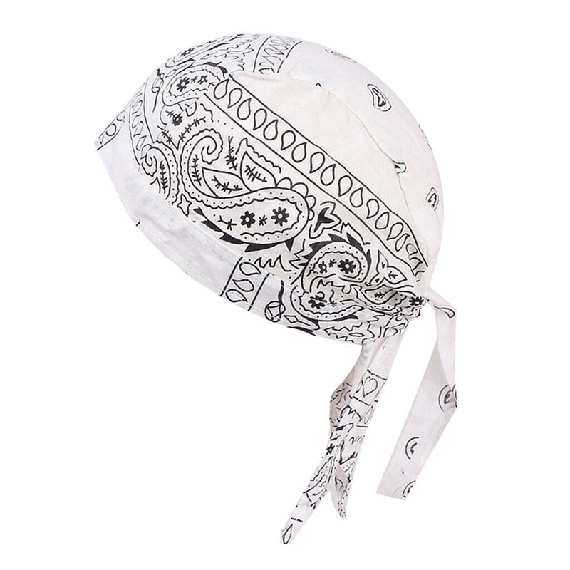 Men's Turban Soft Cotton Chemo Cancer Cap Muslim Beanie Head Scarf Hat White