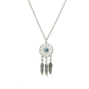 Bohemian Dreamcatcher Leaves Feather Pendant Necklace Earrings Jewelry Set LJ