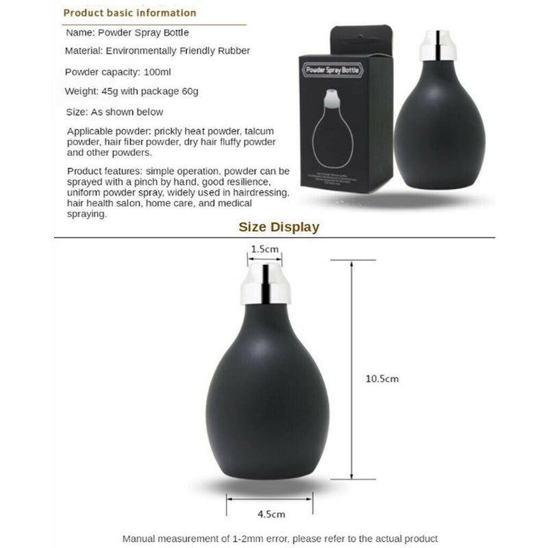 Barber Powder Spray Bottle Rubber, Empty Powder Blower, Refillable Hair Fiber