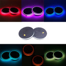 2X Acrylic LED Car Cup Holder Mat Pad Car Luminous Coaster Light USB Charging