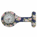 Blue pink Peony pattern Silicone Nurses Brooch Tunic Fob Pocket Watch Stain