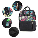 Tropical Plant Print Travel Big Backpacks Nylon Women School Bags (Black) A