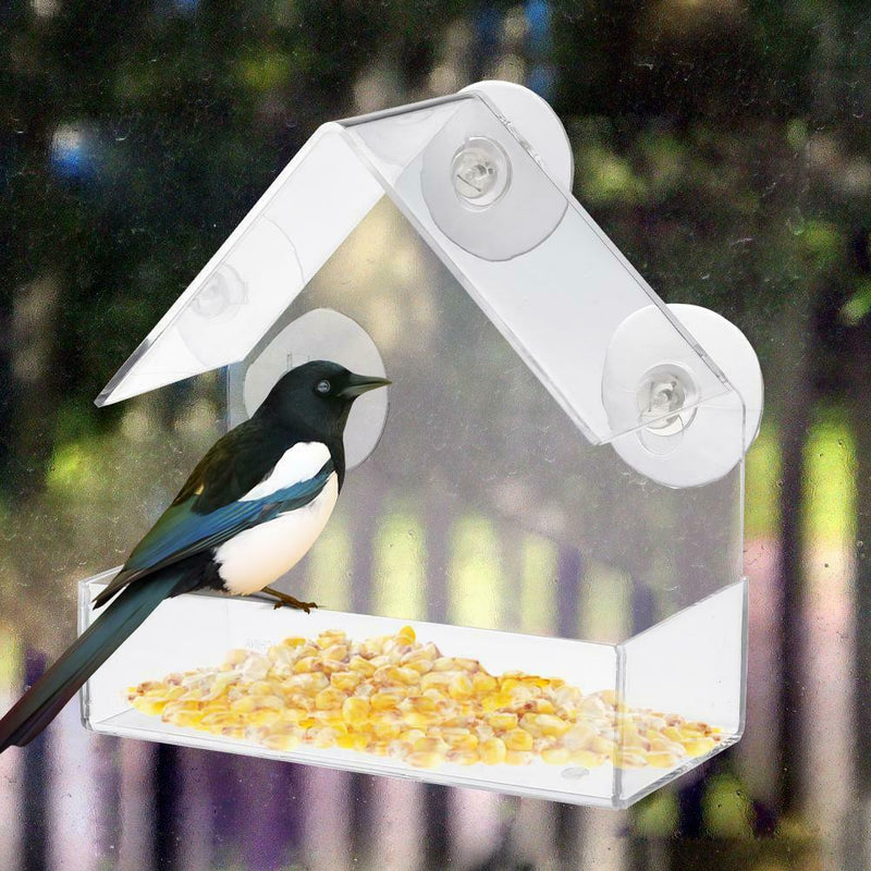 Garden Transparent Clear Acrylic Window Suction Bird Seed Peanut Feeder House AU
