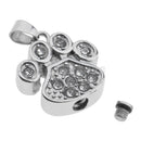 Dog Cat Paw Shape Stainless Steel Cremation Ash Urn Pendant Memorial Jewelry