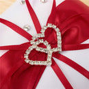 Ring pillow for wedding Ring pillow with satin ribbons red + white 10 cm x  B4N5