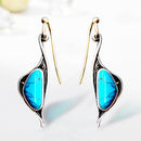 Creative Swan Turquoise Dangle Earrings Ethnic Style Women Ear Hook Jewelry