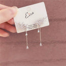 Charm Long Korean Style Women's Tassel Leaf Cubic Zircon Stud Earrings Jewelry
