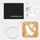 Dog Night Light Bedside Wooden Lamp Home Decor Warm White Bright LED Nightlight
