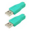 2Pcs PS/2 Female to USB Male Converter Adapter Adaptor For Mouse & Keyboard