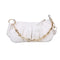 Solid Pleated Women Shoulder Bag PU Clear Chain Crossbody Handbag (White)