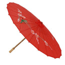 Plum Blossom Pattern Red Bamboo 31.5" Dia Oriental Umbrella Parasol