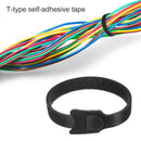 100pcs Reusable T-type Self-adhesive Buckle Cloth Cable Ties Management Belt
