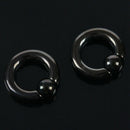 2 Lot Pair of Black Steel Eazy Captive Bead Ear Rings BCR Stud Piercing JeweH4M6