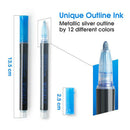 24x Double Line Outline Pens Writing Drawing Painting Pens Scrapbook Card Making
