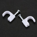 1 Bag(100Pcs) of 6MM Telephone Net Cable Clips With Steel Nail-White