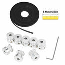 10M Rubber Opening Belt 6mm Width+8pcs GT2 Pulley 20 Teeth Bore 5mm +4pcs B