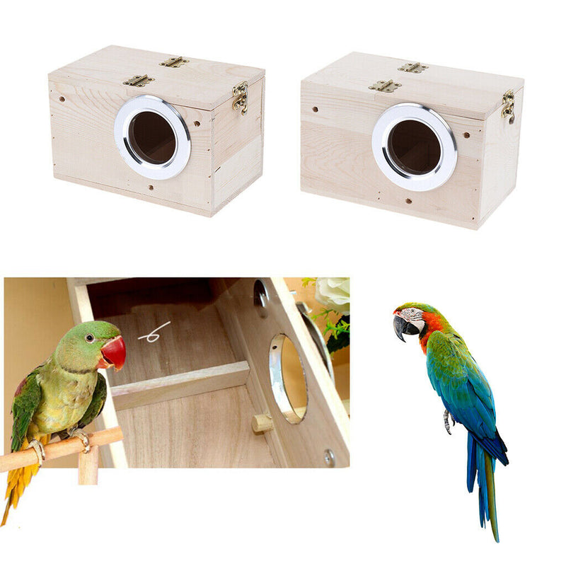 2pcs Pet Bird Wood Breeding Box Parakeet Budgie Cockatiel Breeding Nesting Bird