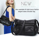 Fashion Women Solid Color Messenger Bag PU Leather Soft Shoulder Handbags