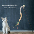 Cat Teasing Stick Colorful Pompom Feather Wand Fun Pet Teaser Rod Toys (03) A