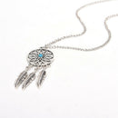 Bohemian Dreamcatcher Leaves Feather Pendant Necklace Earrings Jewelry Set LJ