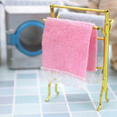 1:12 Scale Metal Free-Standing Hand Towel Drying Rack with 2 Towels for