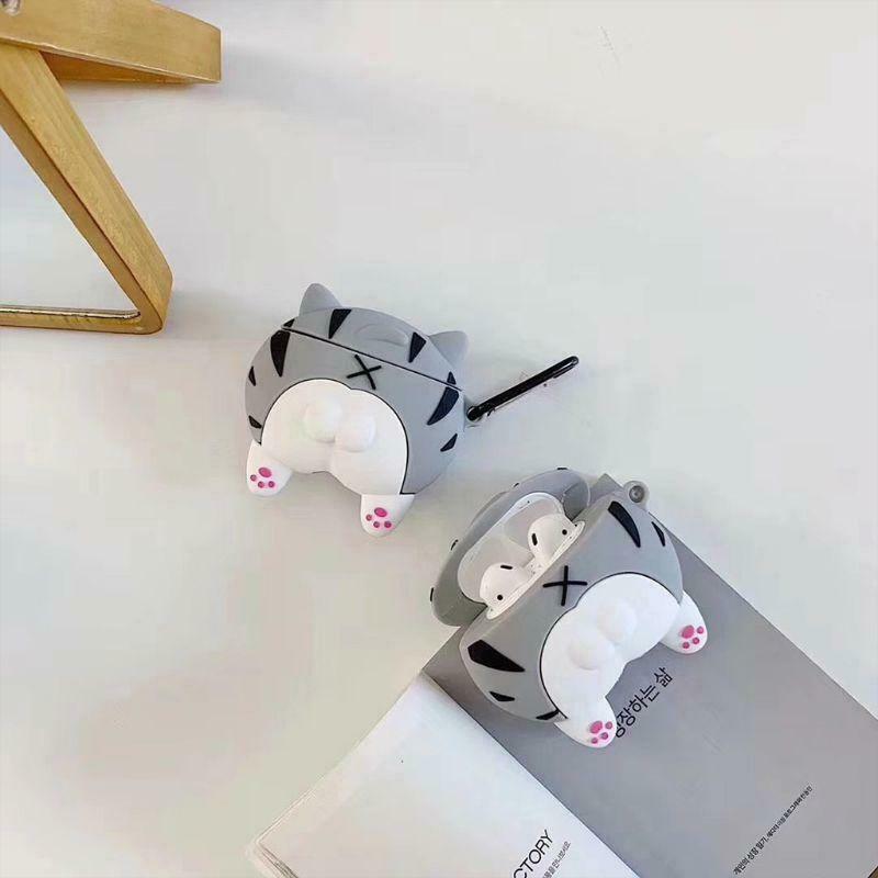 Cute Kitten Pattern Case Silicone Protective Cover for Airpods 1/2 Charging Box