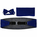 Satin Tuxedo Cummerbund+Bow Tie +Hanky Set Prom Wedding Deep BLUE L6J2