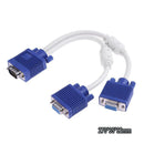 1pc VGA Male to 2pcs VGA Female Y Splitter Cable with Double Magnet Rings