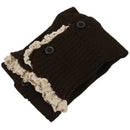 Women's Knitted Leg Warmers Button Lace Trim coffee