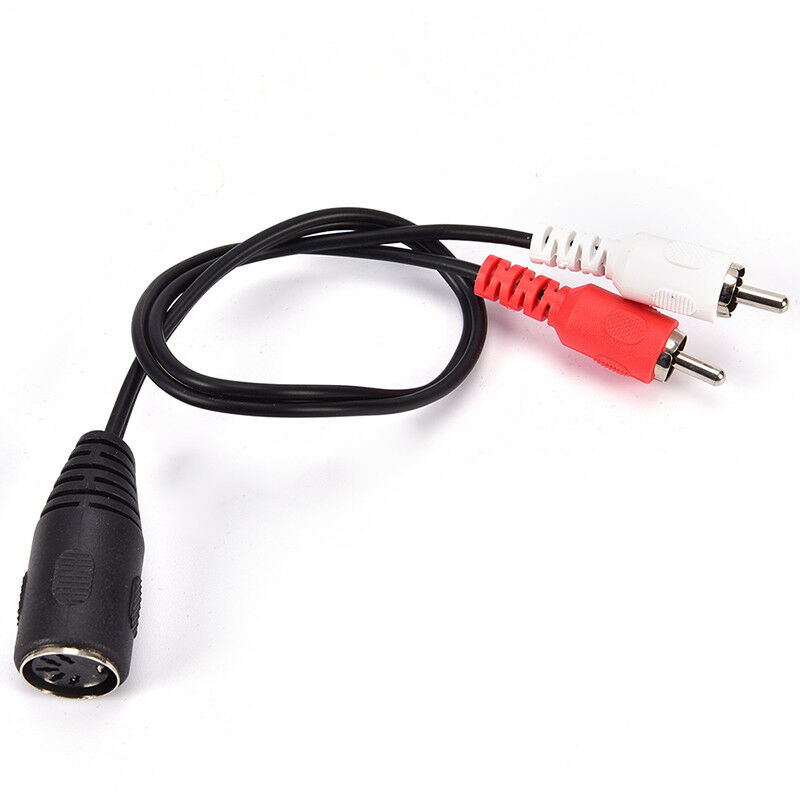 5PIN DIN FEMALE SOCKET to 2x RCA PHONO MALE PLUGS AMP AUDIO ADAPTER CABLE30cm 3C