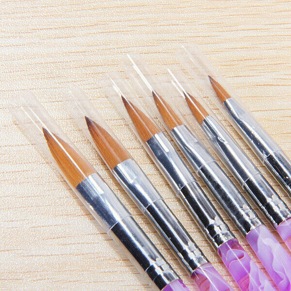 6 Pieces Acrylic Nail Art Brush, Pen Nail Brush for Nail Art Manicure Tool,