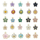 40pcs Alloy Enamel Assorted Mixed Daisy Flower Pendant Charm Jewelry Accessories