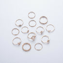 Rhinestones Moon Star Crown Finger Rings Knuckle Midi Opal Rings Set