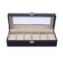 6 Slots Wrist Watch Display Case Box  Jewelry Storage Organizer With Cover