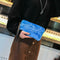 Women Evening Clutch Bag Plush Zip Handbag Female Solid Color Purse (Blue) A