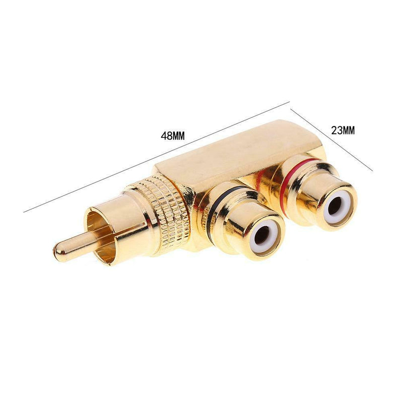 Gun Shape RCA 1 Male to 2 Female AV Audio Video Splitter Adapter Connector