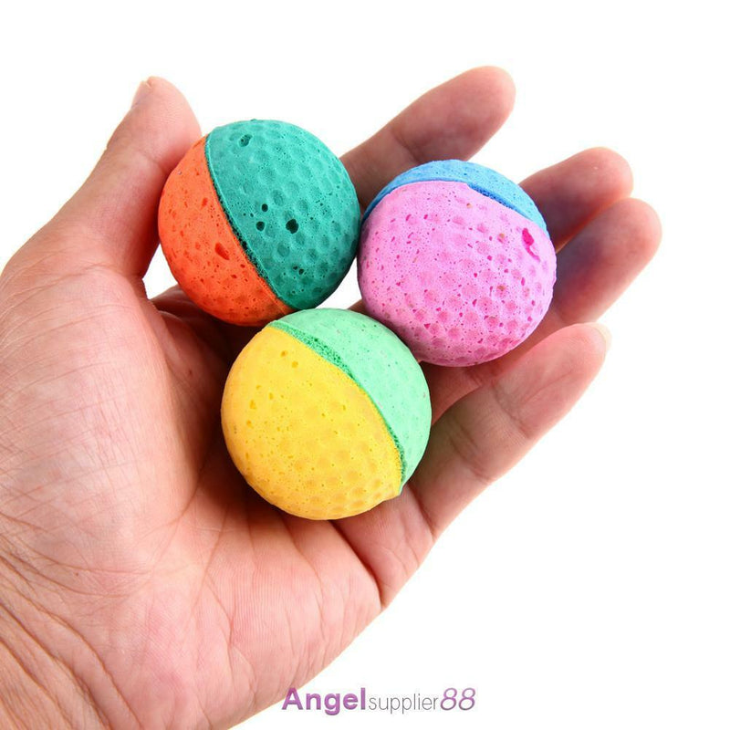 12pcs Funny Colorful Soft Latex Feathered Ball Toys Pet Cat and Dog Toys