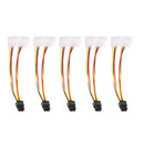 5pcs Large Head Dual 4pin to 6pin Graphics Card External Power Line