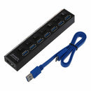SODIAL(R)7 Port Hub Switchable USB 3.0 Splitter Extender for PC/ Notebook/