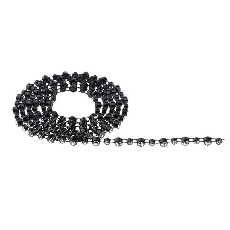1 Yard Black Round Rhinestone Chain Ribbon Trim DIY Sewing Craft Decoration