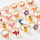 20*/SET Girls Kids Cartoon Adjustable Rings Crystal Ring Jewelry Cute Xmas Gift