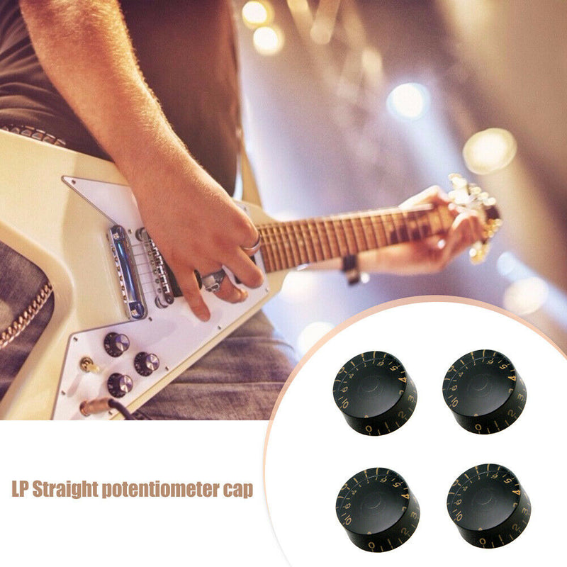 4pcs Electric Guitar Knob Cap Guitar Volume Tone Button for EPI LP (Black)