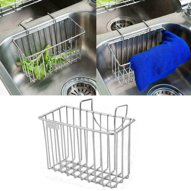 1* Kitchen Stainless Steel Hollow Out Sink Storage Rack Holder Sponge Soap T4O6