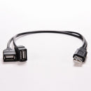USB 2.0 Male To 2 Dual USB Female Jack Y Splitter Hub Power Adapter Cable CordLJ