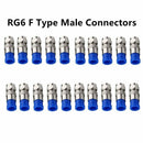 1X(Rg6 F Type Connector Coax Coaxial Compression Fitting 20 Pack (Blue)