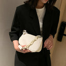 Soft PU Women Handbag Female Pure Chain Underarm Shoulder Tote Bag (White)