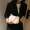 Soft PU Women Handbag Female Pure Chain Underarm Shoulder Tote Bag (White)